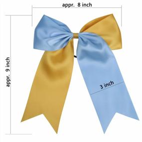 img 1 attached to Kelly Green & Silver 8 Inch Jumbo Cheerleader Hair Bows - Perfect For Ponytails!