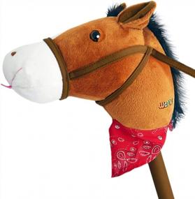 img 4 attached to Plush Stick Horse Toy For Kids And Toddlers By WALIKI Toys