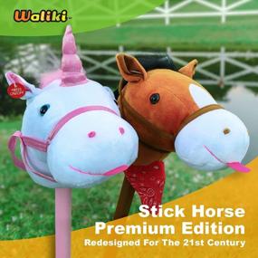 img 1 attached to Plush Stick Horse Toy For Kids And Toddlers By WALIKI Toys