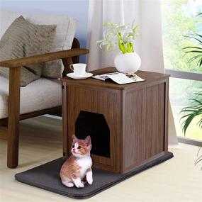 img 2 attached to 🐱 BingoPaw Cat Litter Box Enclosure: Furniture Style Kitty Hidden Cabinet Washroom with Mat, Indoor Wooden Cats' House, Enclosed Pet Toilet Cover, Nightstand, End Table with Door – Enhancing SEO