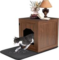 🐱 bingopaw cat litter box enclosure: furniture style kitty hidden cabinet washroom with mat, indoor wooden cats' house, enclosed pet toilet cover, nightstand, end table with door – enhancing seo logo