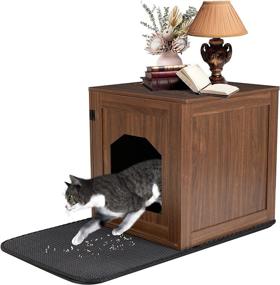img 4 attached to 🐱 BingoPaw Cat Litter Box Enclosure: Furniture Style Kitty Hidden Cabinet Washroom with Mat, Indoor Wooden Cats' House, Enclosed Pet Toilet Cover, Nightstand, End Table with Door – Enhancing SEO