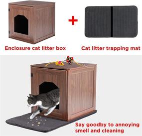 img 3 attached to 🐱 BingoPaw Cat Litter Box Enclosure: Furniture Style Kitty Hidden Cabinet Washroom with Mat, Indoor Wooden Cats' House, Enclosed Pet Toilet Cover, Nightstand, End Table with Door – Enhancing SEO