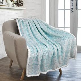 img 4 attached to Stay Cozy With PAVILIA'S Sea Blue Melange Sherpa Throw – The Perfect Addition To Your Home!