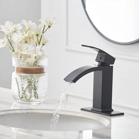 img 1 attached to Upgrade Your Bathroom With Greenspring Matte Black Waterfall Faucet - 1 Hole, Single Handle, Brass Basin Tap With Pop Up Drain And Overflow