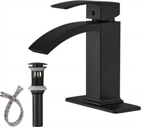 img 4 attached to Upgrade Your Bathroom With Greenspring Matte Black Waterfall Faucet - 1 Hole, Single Handle, Brass Basin Tap With Pop Up Drain And Overflow