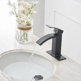 img 2 attached to Upgrade Your Bathroom With Greenspring Matte Black Waterfall Faucet - 1 Hole, Single Handle, Brass Basin Tap With Pop Up Drain And Overflow