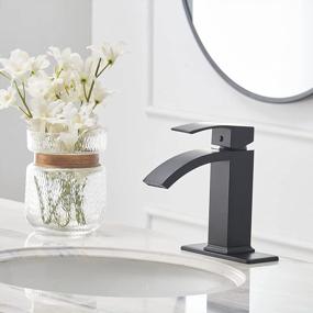 img 3 attached to Upgrade Your Bathroom With Greenspring Matte Black Waterfall Faucet - 1 Hole, Single Handle, Brass Basin Tap With Pop Up Drain And Overflow