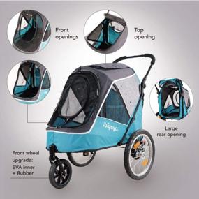 img 3 attached to 2-In-1 Dog Stroller And Bike Trailer For Medium & Large Dogs - Heavy Duty With Air Filled Tires, Rear Brake System - Premium Ocean Blue Pet Buggies & Strollers