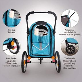 img 2 attached to 2-In-1 Dog Stroller And Bike Trailer For Medium & Large Dogs - Heavy Duty With Air Filled Tires, Rear Brake System - Premium Ocean Blue Pet Buggies & Strollers