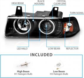 img 1 attached to BMW 3 Series E36 2 Door Projector Headlights G2 Halo Black Amber - Passenger And Driver Side (AmeriLite 1 Pc)