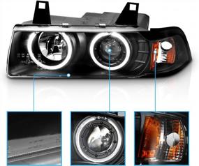 img 2 attached to BMW 3 Series E36 2 Door Projector Headlights G2 Halo Black Amber - Passenger And Driver Side (AmeriLite 1 Pc)