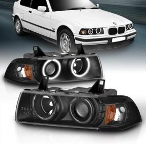img 4 attached to BMW 3 Series E36 2 Door Projector Headlights G2 Halo Black Amber - Passenger And Driver Side (AmeriLite 1 Pc)