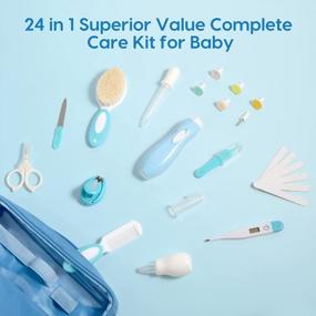 img 3 attached to 24-In-1 Baby Healthcare And Grooming Kit: Electric Nail Trimmer Set, Toddler Nail Clippers, Medicine Dispenser, Infant Comb, Brush, And More From Lupantte Baby Care Products