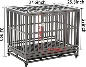 img 3 attached to 🐶 LUCKUP 38 Inch Heavy Duty Dog Cage Metal Kennel and Crate for Large Dogs: Easy Assembly, Mobile Pet Playpen with Wheels - Black