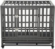 🐶 luckup 38 inch heavy duty dog cage metal kennel and crate for large dogs: easy assembly, mobile pet playpen with wheels - black logo