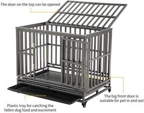 img 1 attached to 🐶 LUCKUP 38 Inch Heavy Duty Dog Cage Metal Kennel and Crate for Large Dogs: Easy Assembly, Mobile Pet Playpen with Wheels - Black