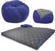 cordaroy's chenille bean bag chair, convertible chair folds from bean bag to bed, as seen on shark tank - navy, queen size logo