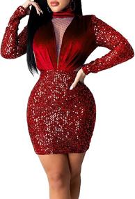 img 4 attached to DUBACH Fashion Surplice Sequins Bodycon Women's Clothing: Glamorous Dresses to Make a Statement