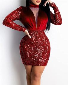 img 2 attached to DUBACH Fashion Surplice Sequins Bodycon Women's Clothing: Glamorous Dresses to Make a Statement