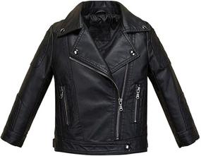 img 4 attached to Stylish PU Leather Jacket For Boys And Girls With Zipper Closure