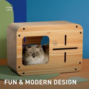 img 3 attached to IHOMELOVE Cat Scratcher Lounge: Premium Cat Scratching Lounger Cardboard with Hole, Indoor Kitten Claw Grinding - Sisal Furniture Protector