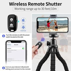 img 3 attached to Aureday Wireless Remote Phone Tripod For IPhone And Android Cell Phone, Flexible Portable Small Tripod With Clip For Video Recording/Vlogging/Selfie