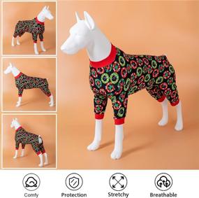 img 2 attached to 🐶 Cozy and Fun Dog Christmas Pajamas: LovinPet Long Sleeve Shirts, Stretchy Fabric, Gnome to FA La Navy Prints, Perfect for Pitbulls and Big Dogs