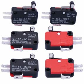 img 4 attached to Twidec/6Pcs Micro Limit Switch Short Hinge Roller Lever Arm Switch For Arduino V-155-1C25