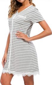 img 3 attached to Women'S CzDolay Striped Sleep Dress: Comfy Cotton Henley Nightgowns In S-XXL