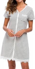 img 1 attached to Women'S CzDolay Striped Sleep Dress: Comfy Cotton Henley Nightgowns In S-XXL