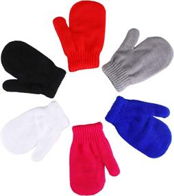 img 1 attached to 🧤 Knitted Toddler Stretch Mittens - Essential Girls' Accessories for Cold Weather