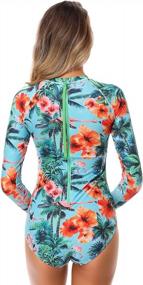 img 3 attached to 👙 AXESEA Women's Long Sleeve Rash Guard: Printed Zipper Surfing One Piece Swimsuit for UV UPF 50+ Sun Protection
