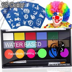 img 4 attached to Non-Grease 18 Color Face Painting Kit For Kids Halloween Costume Facepaint Makeup Birthday Party Christmas