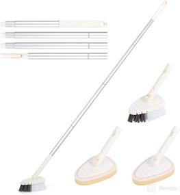 img 4 attached to 🧽 Covisoty 4 Pack-2 in 1 Cleaning Brush Kit: Tub and Tile Scrubber Brush Sponge with 46'' Extendable Long Lightweight Handle, Interchangeable Scrub Brush Attachment for Efficiently Cleaning Bathtub, Shower, Bathroom Floor