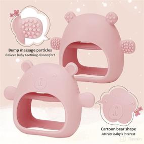img 3 attached to 🧸 Bear Never Drop Silicone Teething Toys for Babies 0-6 Months 6-12 Months - Pink