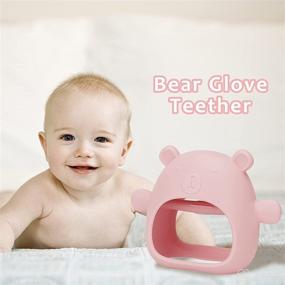 img 1 attached to 🧸 Bear Never Drop Silicone Teething Toys for Babies 0-6 Months 6-12 Months - Pink