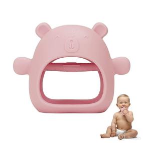 img 4 attached to 🧸 Bear Never Drop Silicone Teething Toys for Babies 0-6 Months 6-12 Months - Pink