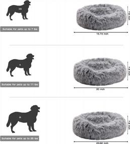 img 3 attached to Gray Donut Cat Bed - Self Warming Pet Calming Luxury Shag Faux Fur Cuddler For Puppy Small Dog, 20"*20" Indoor Round Pillow Sleeping Bed.