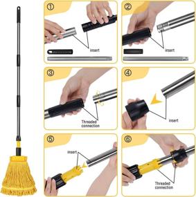 img 1 attached to 🧹 Gadhra Commercial Mop: Heavy Duty Looped-End String Industrial Mop with 2 Mop Heads, Ideal for Floor Cleaning