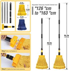 img 3 attached to 🧹 Gadhra Commercial Mop: Heavy Duty Looped-End String Industrial Mop with 2 Mop Heads, Ideal for Floor Cleaning