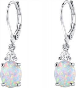 img 4 attached to Opal Teardrop Dangle Earrings For Women, White Gold Plated With Stunning Sparkle - GEMSME