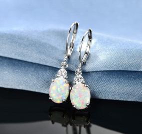 img 1 attached to Opal Teardrop Dangle Earrings For Women, White Gold Plated With Stunning Sparkle - GEMSME
