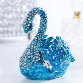 img 1 attached to Adorn Your Home With YU FENG'S Elegant Blue Swan Animal Jewelry Trinket Box And Figurines