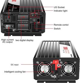 img 3 attached to 🔌 Xijia 2000W Pure Sine Wave Inverter | DC48V (Range 40V-60V) to AC120V RV Converter 60Hz | Soft Start | Car & Camping | Peak Power 4000W