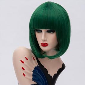 img 3 attached to Get Party-Ready With TSNOMORE Green Shoulder-Length Bob Wig - Perfect For Halloween And Cosplay!