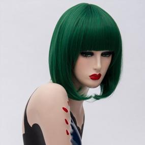 img 2 attached to Get Party-Ready With TSNOMORE Green Shoulder-Length Bob Wig - Perfect For Halloween And Cosplay!