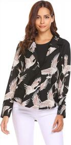 img 2 attached to Bold And Beautiful: ELOVER Women'S Floral Print Chiffon Top With Button Down And Long Sleeves
