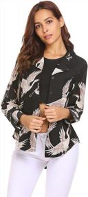 img 3 attached to Bold And Beautiful: ELOVER Women'S Floral Print Chiffon Top With Button Down And Long Sleeves