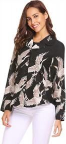 img 4 attached to Bold And Beautiful: ELOVER Women'S Floral Print Chiffon Top With Button Down And Long Sleeves
